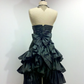 Black Vintage Short Party Dress Strapless Ruffles Homecoming Dress , DP2584