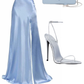 Light Blue Spaghetti Straps Elegant Long Party Dress Wedding Guest Dress, DP3645
