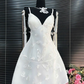 White V Neck Straps Appliques Mini Homecoming Dress Birthday Outfits, DP3126