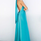 Glamorous Satin Halter-Neck Loose Flowy Evening Gown O-Ring Detail Prom Dress DP8113