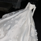 Glamorous White Satin A-Line Off-Shoulder Applique Wedding Dress DP7323