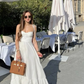 White Spaghetti Straps A-Line Fashion Summer Dress Long Party Dress, DP3207