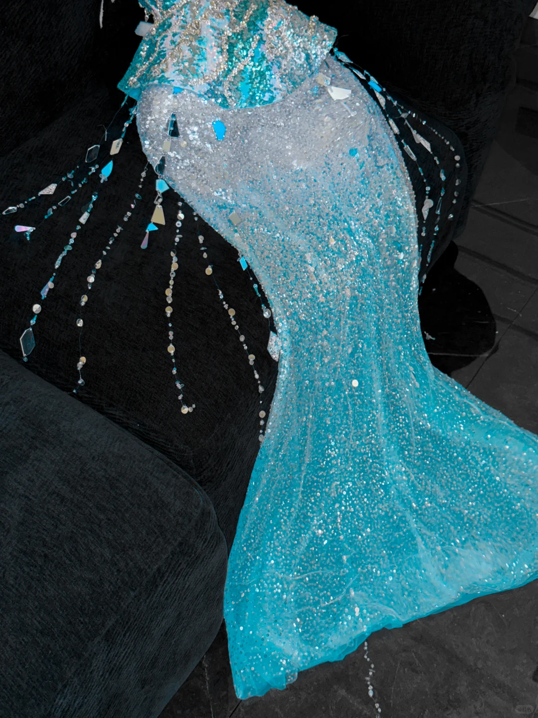 Gorgeous Sparkling Blue Sequin Beaded Mermaid Elegant Chiffon Evening Dress Prom Dresses DP6168