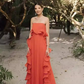Glamorous Yellow Strapless Pleated Ruffle Evening Dress DP8095