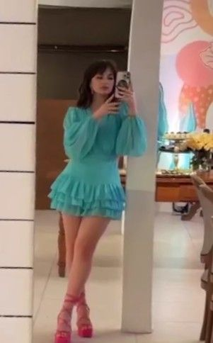 Blue V Neck Long Sleeves Short Party Dress Homecoming Dress, DP3365