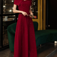 Elegant Burgundy Off-the-Shoulder Sparkly Long Evening Dress A-Line Floor Length Prom Dress DP8827