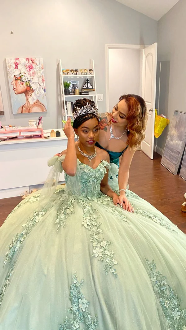 Sage Green Sweet 16 Quinceanera Dress Ball Gown Birthday Party Dress, DP3632