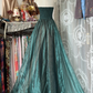 Vintage Dark Green Sweetheart Prom Dress Strapless A-Line Evening Dress Chiffon Party Dress Long Formal Dress DP6863