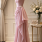 Elegant Pink Draped Chiffon Evening Gown Mermaid Beaded Prom Dress DP8484