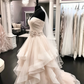 Romantic Strapless Sweetheart Tiered Ruffle Tulle Beaded Wedding Dress DP8614