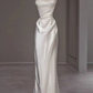 White Satin Pleats Straps Wedding Dress Elegant Party Dress, DP2827