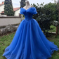 Vintage Off-the-Shoulder Soft Yellow Tulle Ball Gown Cinderella Princess Prom Dress DS4380