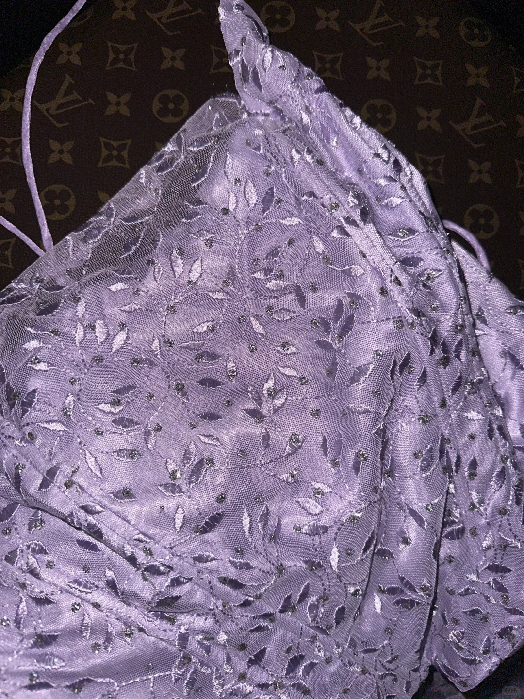 Vintage Lavender Satin Embroidery Spaghetti Straps A-Line Evening Gown DP7296