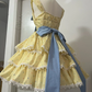 Cute Yellow Floral Lace Hem Design Tiered Party Dress Homecoming Dress DP6243