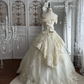 Vintage Off-the-Shoulder Sweetheart Ball Gown Wedding Dress Lace Applique Beaded Tulle Bridal Gown with Train DP8135
