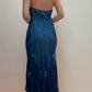Vintage Halter Beadings Ruffles Long Prom Gown Evening Dress, DP3706
