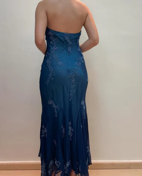 Vintage Halter Beadings Ruffles Long Prom Gown Evening Dress, DP3706