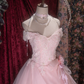Elegant Pink Off-the-Shoulder Ball Gown Beaded Lace & Tulle Floral Bow Sash Prom Dress DP8352