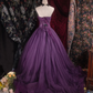 Vintage-Inspired Purple Tulle Strapless Lace Applique Sweet 16 Quinceanera Ball Gown DP7408