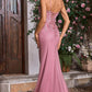 Elegant Spaghetti Strap Mermaid Floral Lace Applique & Glitter Tulle Prom Gown DP8177