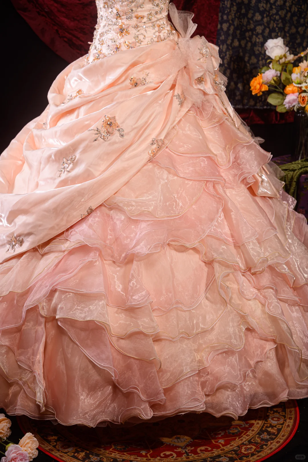 Gorgeous Pink Strapless Beaded Embroidery Satin Sweet 16 Quinceanera Ball Gown  DP7418