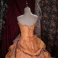 Glamorous Orange Off-the-Shoulder Beaded Ruffled Tulle Ball Gown DP8350