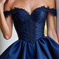 Elegant Off-the-Shoulder Lace A-Line Satin Homecoming Dress DP8506