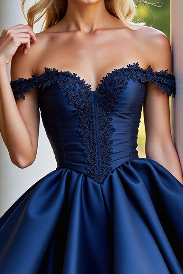 Elegant Off-the-Shoulder Lace A-Line Satin Homecoming Dress DP8506
