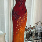 Vintage Beaded Sparkling Long Chiffon Spaghetti Strap Luxury Ball Gown Evening Dress Prom Dresses DP6004