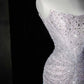 Dreamy Strapless Glittering Sequin Mermaid Wedding Dress Draped Bridal Gown DP7040