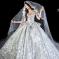 Robe de mariée bustier en tulle scintillant à sequins DP7128