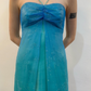 Charming Blue Halter Satin Tulle Long Evening Party Dress, DP3012