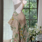 Elegant Floral Print Halter Chiffon Prom Dress DP8525