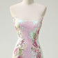 Glamorous Floral Sequin Mermaid Gown Strapless Bodice Sparkle Prom Dress DP7638