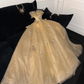 Gorgeous Shiny Yellow Sequin Beaded 3D Butterflies A-Line Floor-length Evening Dress Prom Dresses DP6200
