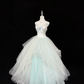 Elegant Mint Green Tulle Ball Gown Prom Dress Spaghetti Strap Bow Ruffled Sweet 16 Sweet 15 Quinceanera Ball Gown DP8253