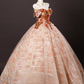 Vintage Floral Sequin Beaded Tulle Sweet 16 Quinceanera Sweetheart Off-the-shoulder Sweetheart Evening Dress A-Line Floor Length Ball Gown DP6913
