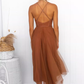 Vintage Tulle Sweetheart Spaghetti Straps Midi Evening Gown DP8143