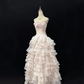 Chic Pink Strapless Floral Beaded Tiered Ruffles Sweet 16 Quinceanera Ball Gown DP7367