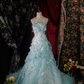 Elegant Mint Green Ruffled Tulle 3D Floral Sweet 16 Quinceanera Ball Gown  DP7414