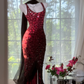Vintage Shiny Beaded Burgundy Mermaid Prom Dress Evening Dress DP6356