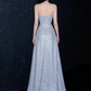 Vintage Glitter Strapless Sweetheart A-Line Ruched Floor Length Prom Dress DP8565