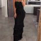 Elegant Strapless Sheath Tiered Ruffle Evening Dress DP8153