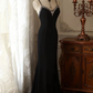 Glamorous Elegant Black Sleeveless Beaded V-Neck High Slit Prom Dress DP7658