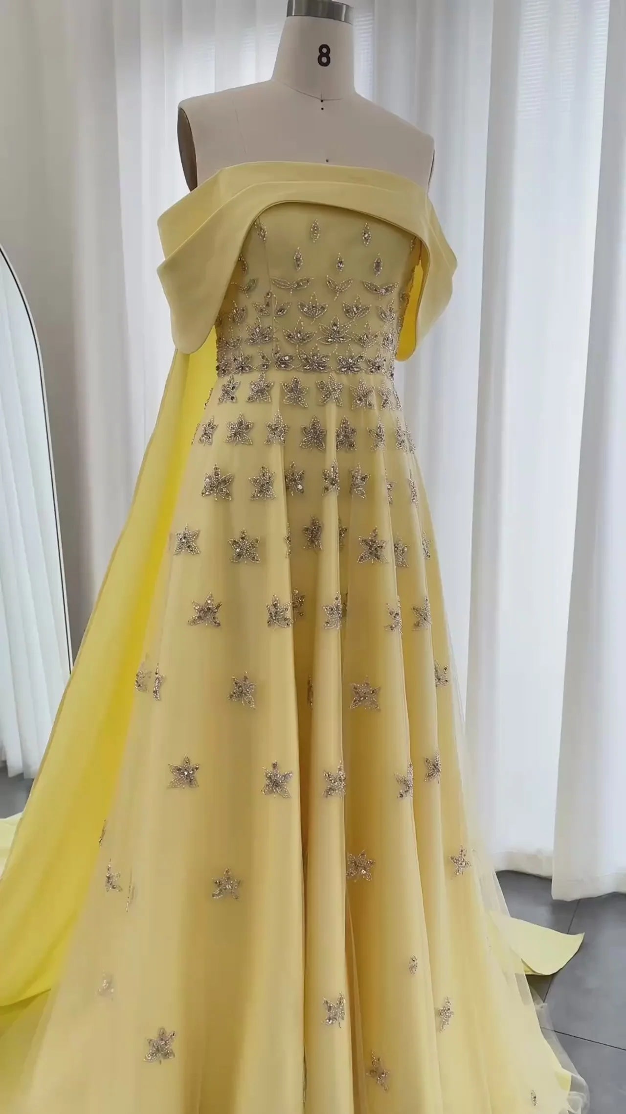 Wunderschönes, funkelndes, schulterfreies A-Linien-Ballkleid mit Paillettenstickerei, langes Abendkleid, DP6541