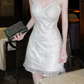 Elegant White Sequin Lace Bodycon Spaghetti Strap Sweetheart Neck Homecoming Dress DP8816