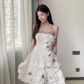 Vintage 3D Flowers Applique Strapless Design A-Line Short Homecoming Dress Party Dress DP6218