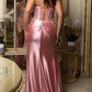 Elegant Lace Appliques Satin Spaghetti Strap Mermaid Evening Gown DP8161