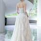Elegant Strapless Floral Lace Mermaid Detachable Long Lace Sleeves & Scalloped Veil Wedding Dress DP8620