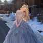 Gorgeous Glittering Sequined Beaded Off-the-shoulder Tulle Sweet 16 Quinceanera A-Line Evening Dress Ball Gown DP6300